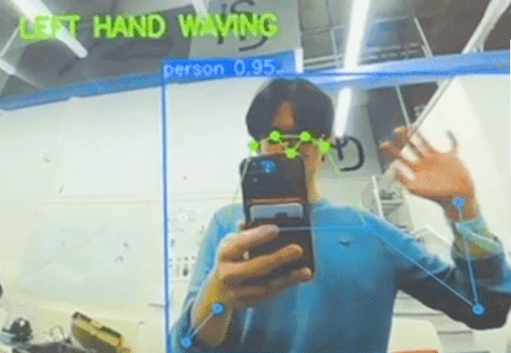 On-device pose tracking recognising a waving hand